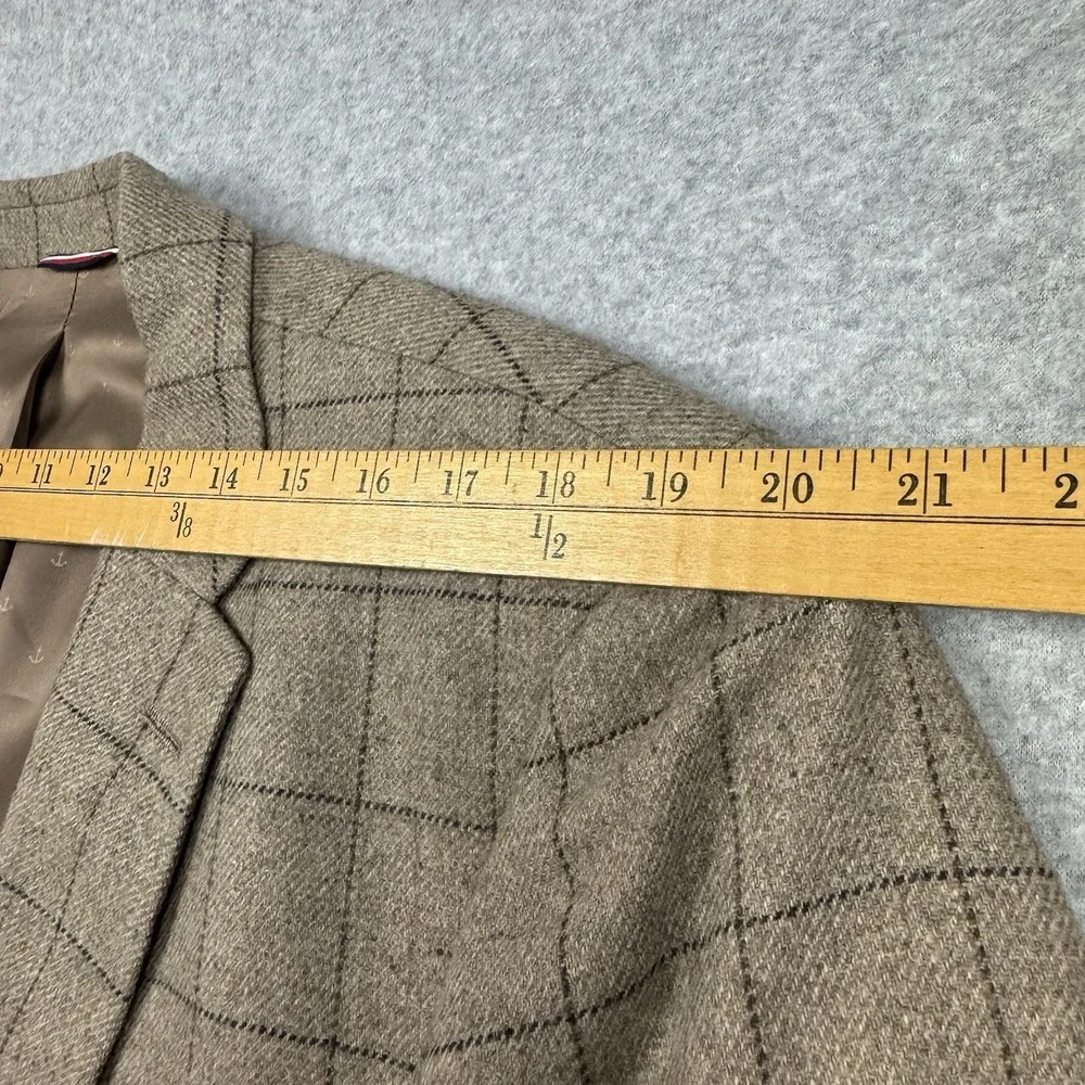 Tommy Hilfiger Wool‎ Blend Windowpane Blazer Mens 44L Double Vent Suit Jacket
